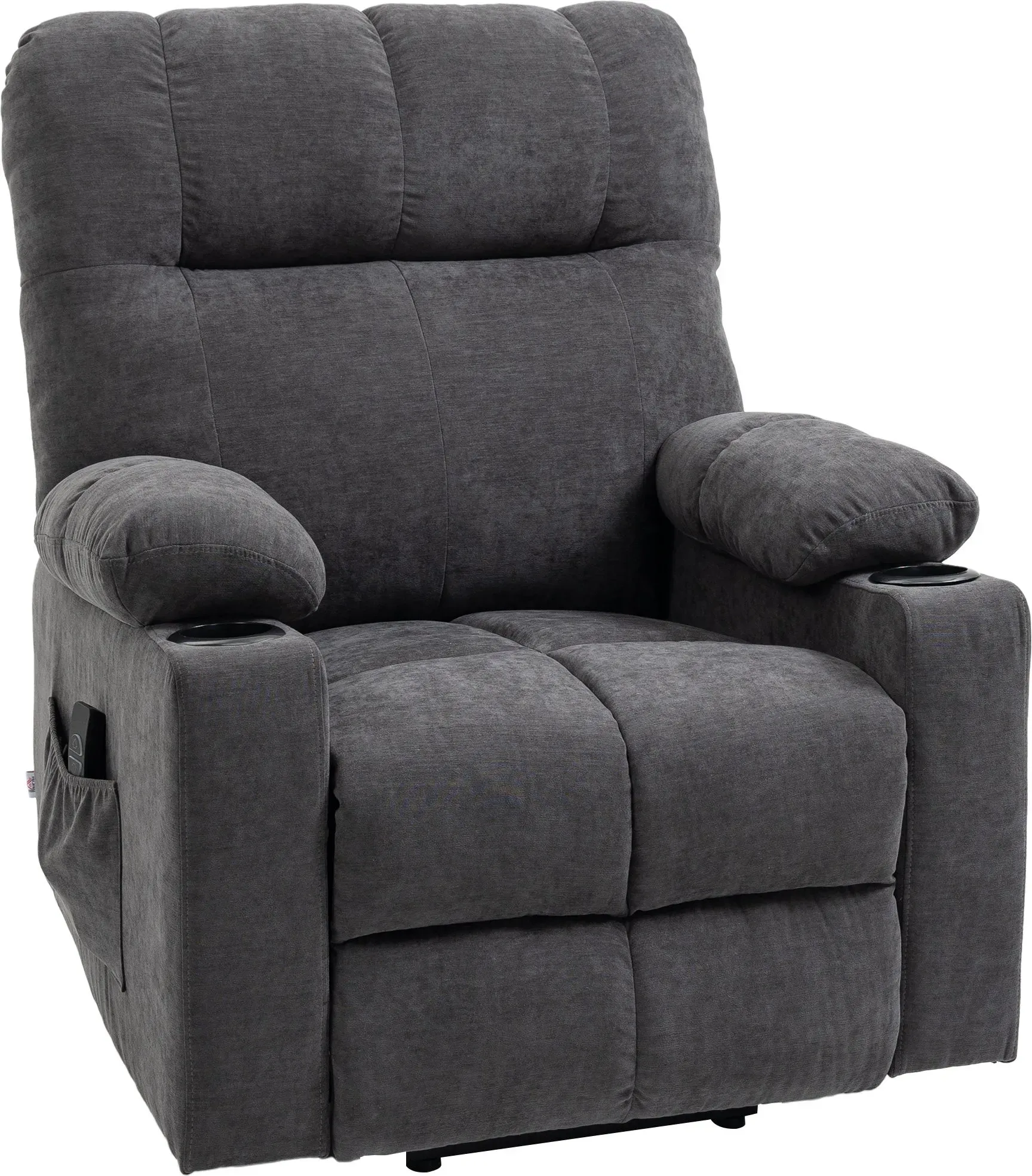 HOMCOM Elektrischer Relaxsessel mit Aufstehhilfe und Massagefunktion, Fernsehsessel mit Heizfunktion, Flanelloptik dunkelgrau   Aosom.de