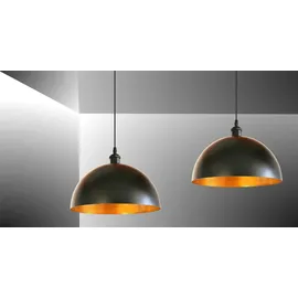 Trango 2er Set Vintage Pendelleuchte mit E27 Fassung Schirm schwarz gold - Schwarz/Gold