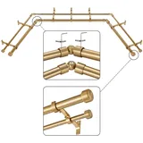 Mayrhyme Gardinenstangen mit Aluminium-Endkappen-Endkappen und Halterungen, 2,5 cm Durchmesser, doppelte Erkerfenster-Gardinenstangen, verstellbar, 2-seitig, 81,3–147,3 cm und 81,3–86 cm Doppelstange