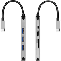 Swissten 8-in-1 USB-C Hub Adapter mit 3x 3.0 USB / USB-C (USB-C, 8 Ports), Dockingstation + USB Hub, Grau