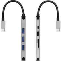 Swissten 8-in-1 USB-C Hub Adapter mit 3x 3.0 USB / USB-C (USB-C, 8 Ports), Dockingstation + USB Hub, Grau