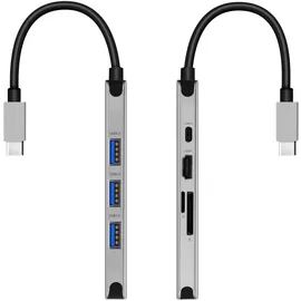 Swissten 8-in-1 USB-C Hub Adapter mit 3x 3.0 USB / USB-C (USB-C, 8 Ports), Dockingstation + USB Hub, Grau