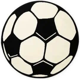 HANSE HOME Fußball Rund Spielteppich – Kinderteppich rutschfest Kurzflor Teppich Fußball-Spielteppich Fußball-Motiv für Schlafzimmer, Kinderzimmer, Spielzimmer – Ø 100cm