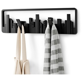 Umbra Skyline Schwarz Garderobenhaken mit 5 Beweglichen Haken Garderobenleiste aus Kunststoff