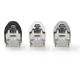 Nedis CCBW89390GY Drahtverbinder RJ45 Pass Through - Festes/verseiltes FTP CAT7 - Gerade - Vergoldet - 10 Stück - PVC - Grau/Schwarz/Weiss - Box