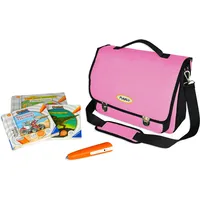PUNALU TipToi Aufbewahrungstasche für Stift & Bücher – Organizer Tasche für TipToi Lernspielzeug, gepolstert mit Fächern, Reise & Schule, kompatibel mit TipToi Stift Zubehör - Rosa