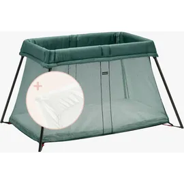 BabyBjörn Reisebett Light mit Spannbetttuch, für Reisebett Light, Dunkelgrün