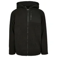 URBAN CLASSICS Hooded Sherpa Zip Jacket schwarz