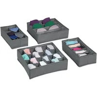 Relaxdays Unterwäsche Organizer, 4 tlg. Schubladen Ordnungssystem Kleiderschrank, für