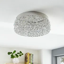 LUCANDE LED-Deckenleuchte Felias, chromfarben, Glas, Ø 35 cm