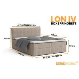 dein schlaf 24 BOXBETT LON IV 200/200 in Cord Beige H3 - Beige