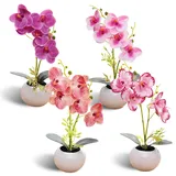 MANOPRANA 4 StüCk KüNstliche Orchideen Im Topf Orchideen KüNstlich KüNstliche Pflanzen 29cm 5 BlüTenbläTter FüR Home Balkon Hochzeit Garden Decor