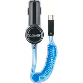 Schwaiger KFZ-Ladeadapter Spiralkabel Micro USB Schwarz/Transparent