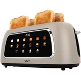 Olvy Premium Toaster mit LCD-Display & Timer – Extra Breite Schlitze (Auftauen/Aufwärmen) – 6 Programs – Beige – 1500W
