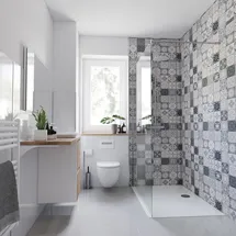 Breuer Duschrückwand beige/grau/weiß