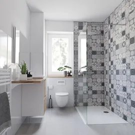 Breuer Duschrückwand beige/grau/weiß