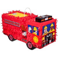 Boland 30966 - Pinata Feuerwehr-Auto, Größe 43 x 24 x 18 cm, Fire-Truck, Löschfahrzeug, Geburtstag, Dekoration, Party-Spiel, Geschenk
