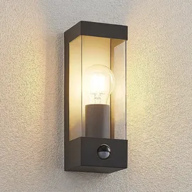 LINDBY Außenwandleuchte Aluminium 25,0 cm mit Bewegungsmelder grau