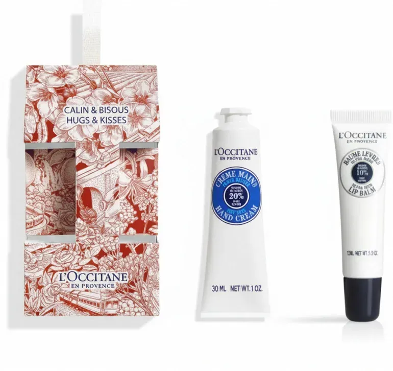 L'Occitane Hugs & Kisses Sheabutter Geschenkset (2-teilig) — Sheabutter Handcreme 30 ml + Sheabutter Ultra-Reichhaltiger Lippenbalsam 12 ml