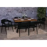 6er-Set Esszimmerstuhl MCW-P29, Küchenstuhl Lehnstuhl Polsterstuhl, Industrial Retro Vintage Kunstleder schwarz - Schwarz