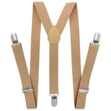 axy Hosenträger Kinder Jungen Hosenträger (1-St) Kinder 7-12 Jahre, 3 Stabile Clips Y-Form 2,5cm Breit verstellbar beige