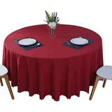 BHOMTY Runde schmutzabweisende Tischdecke Baumwoll-Leinen-Tischdecke Wasserfeste, Pflegeleichte Oberfläche Rot Durchmesser 240 cm