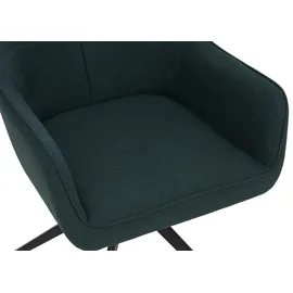 Mendler Einzelst�ck | 2er-Set Esszimmerstuhl HWC-O47, Küchenstuhl Armlehne, drehbar Auto-Return, Stoff/Textil (270g/m2) ~ petrol-grün