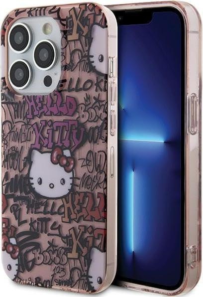 Hello Kitty HKHCP14LHDGPTP iPhone 14 Pro 6.1" różowy/pink hardcase IML Tags Graffiti (iPhone 14 Pro), Smartphone Hülle, Pink