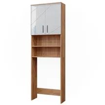 Vicco Irma Waschmaschinenschrank 64 x 191 cm Weiß Hochglanz/Goldkraft Eiche Holz