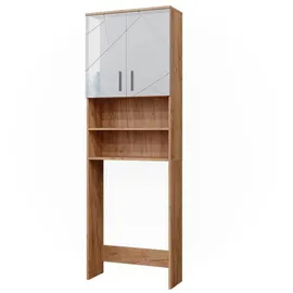 Vicco Irma Waschmaschinenschrank 64 x 191 cm Weiß Hochglanz/Goldkraft Eiche Holz