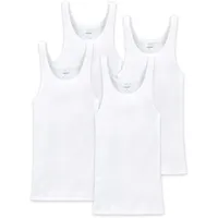 SCHIESSER Herren Unterhemd 4er Pack - ärmellos, Cotton Essentials, Doppelripp Weiß L