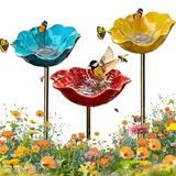 Gartenstecker Vogeltränke, Vogeltränke Stehend, Dekorative Bienentränke, Vogelbad Blume Dekorative Futter und Tränkschale für Vögel und Bienen (3Stk-A)