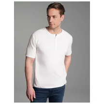 TRIGEMA T-Shirt TRIGEMA "TRIGEMA T-Shirt mit Knopfleiste DELUXE Baumwolle", Herren, Gr. S, weiß, Single Jersey, 100% Baumwolle, normal, ohne Ausschnitt, Shirts T-Shirt