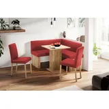 massivline&more Anna 2 130 x 83 x 130 cm Kunstleder rot/eiche