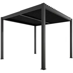 Ximax Lamellendach Pergola Shade freistehend 3x3 m Inkl. Farbbeleuchtung Dunkelgrau Elektrisch