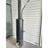 Pooldusche Solardusche Gartendusche Kraftstoff EDELSTAHL Wasser Heizung Holz Boiler 80l - Schwarz