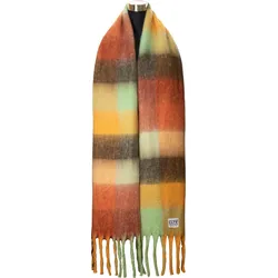 XXL-Schal CHILLOUTS "Gero Scarf", Damen, orange (braun, orange), Kunstfaser, kariert, mehrfarbig, modisch, Modetücher, mit dicken Fransen