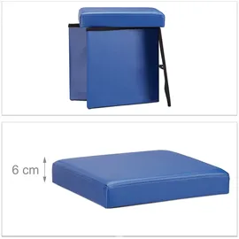Relaxdays Faltbarer Sitzhocker Kunstleder Blau