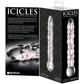 Icicles Glasdildo „No. 7“, 17,8 cm, mit Stimulationsnoppen, transparent