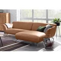 Ecksofa GUTMANN FACTORY "Venezuela" Sofas Gr. B/H/T: 280cm x 80cm x 170cm, Semi-Anilin-Leder, Ottomane rechts, braun (cognac)