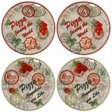 4er Set Pizzateller Charme Red + Charme grün - Rom rot + Moskau grün - 33cm - 04018#ZCHAR + 04018#ZCHAV