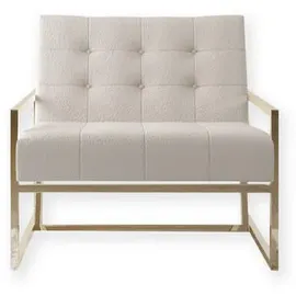 s-style möbel Loungesessel Mit Goldenen Füßen Aus Beige, Bouclé-stoff