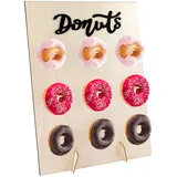 alwaiiz Donut Ständer 40 x 30cm, 9 LöCher Holz Donut Wand, Donuts Ständer für Geburtstage Partys Konditoreie und Hochzeiten