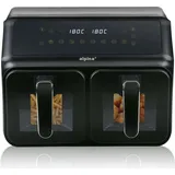 Alpina Heißluftfritteuse 2 Kammern 8L Airfryer mit Digitaldisplay - Air Fryer mit Timer und Temperatur 60 bis 200°C - Heißluftfritteuse XXL mit ... - Schwarz
