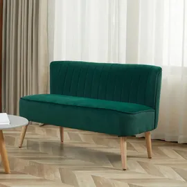 Homcom 2-Sitzer Stoffsofa Polstersofa Sitzmöbel Loungesofa Holz, 56.5x77x117 cm
