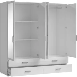 SchlafKONTOR »Ivar Kleiderschrank mit Spiegel«, inklusive 2 Spiegeltüren und 4 farblich abgesetzten Schubkästen