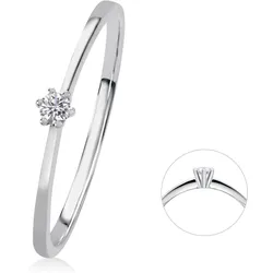 Diamantring ONE ELEMENT "0,05 ct Diamant Brillant Ring aus 585 Weißgold" Gr. 52, silber, Fingerringe, Damen, 52,mit Diamant, Weißgold 585-Diamanten, Weißgold 585, Diamanten, Damen Gold Schmuck
