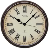 AMS Wanduhr Funkwanduhr hellbraunes Zifferblatt, Metall - AMS Modell: 5977