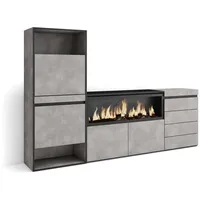 SKRAUT HOME Schuhschrank, Raumsparschrank, 224x35x145 cm, Schlafzimmer, XXL-Elektrokamin, Schubladen,