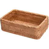 LEMCC Geflochtene Rattankörbe, 25 x 17 x 8 cm, rechteckig, gewebter Obstkorb, Weidenkorb, Aufbewahrungskörbe, Regale, Organisation, Dekoration für Eingangstisch, Küche, Arbeitsplatte